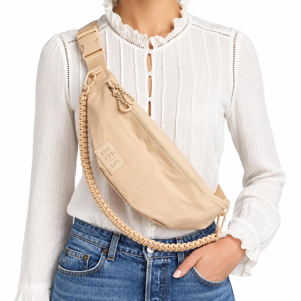BEIS The Sport Pack Fanny Pack Belt Sling  Bag Beige Tan Paracord Strap